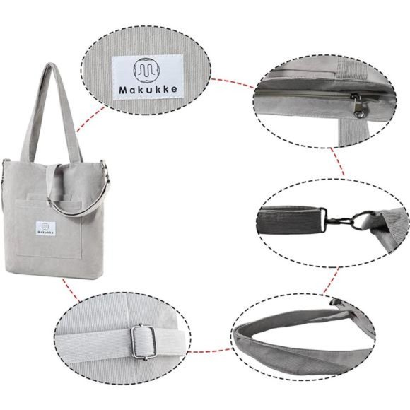 Corduroy Totes Bag Women - Shoulder Hobo Bag Handbags Crossbody Bag Big Capacity - Picture 7 of 7